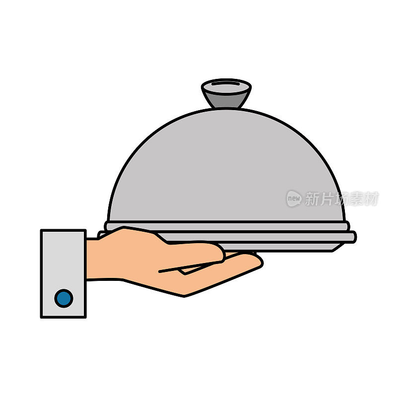 hand with tray server isolated icon